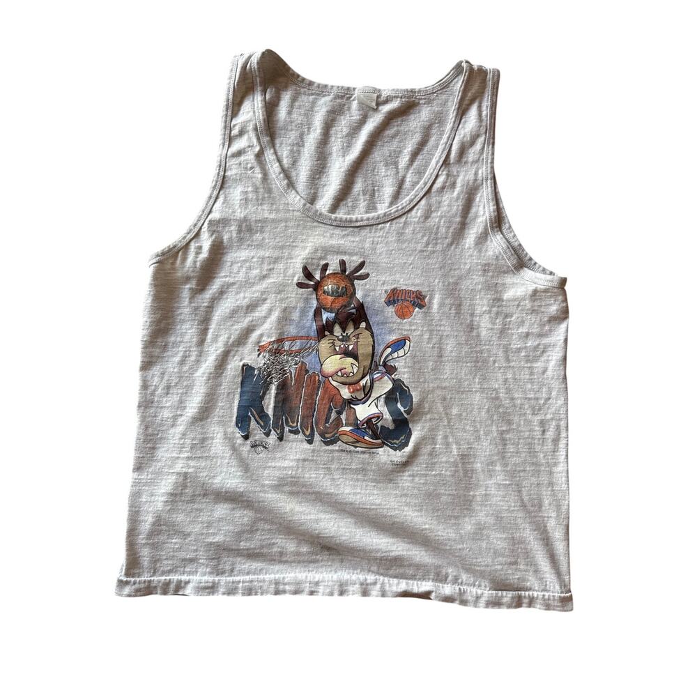 Vintage ‘96 NBA New York Knicks Taz Mexico Made Single Stitch Heather Gray Tank